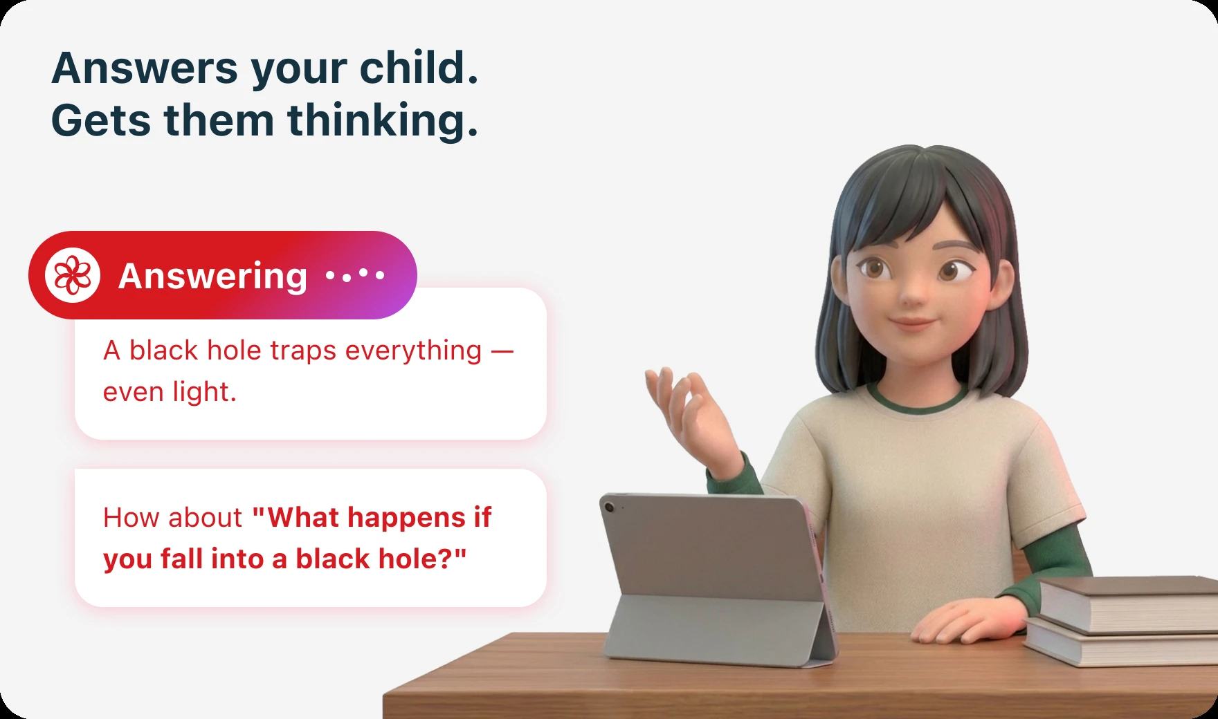 Learning Buddy: safe AI tutoring that helps children think further